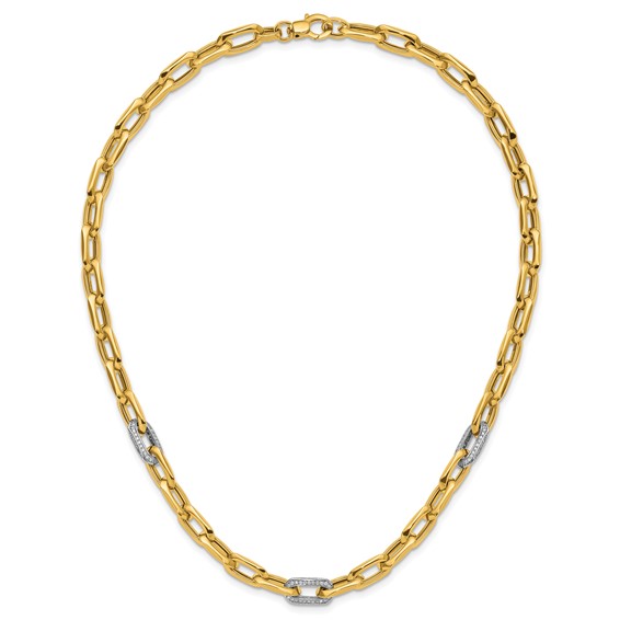 Herco 14K Two-tone Polished Diamond 8.0mm Link 18 Inch Necklace