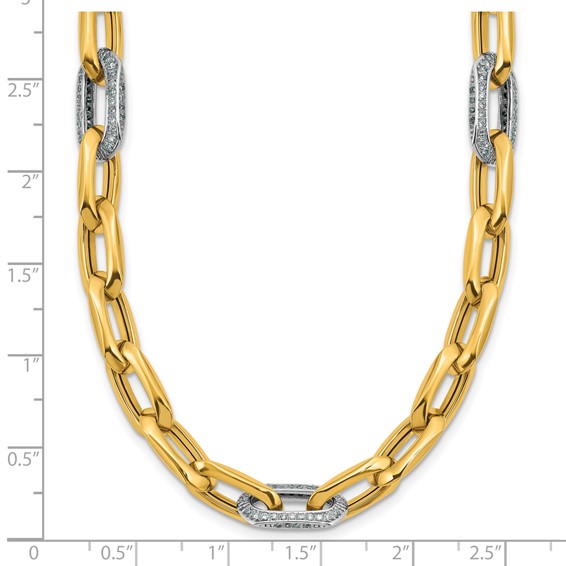 Herco 14K Two-tone Polished Diamond 8.0mm Link 18 Inch Necklace
