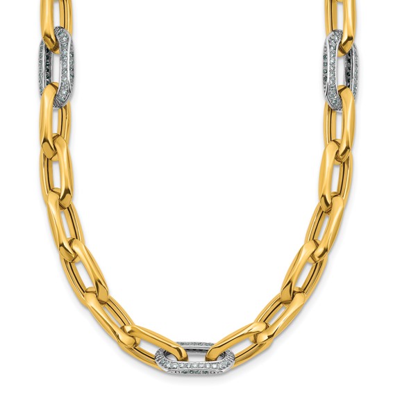 Herco 14K Two-tone Polished Diamond 8.0mm Link 18 Inch Necklace