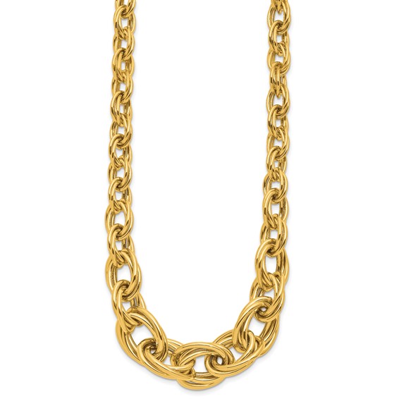 Herco 14K Polished Graduated Double Oval Link 18 Inch Necklace