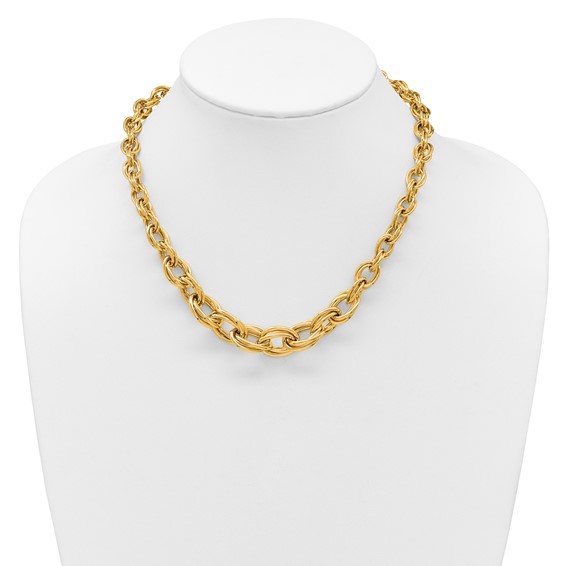 Herco 14K Polished Graduated Double Oval Link 18 Inch Necklace