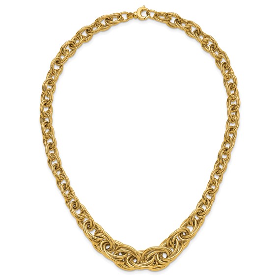 Herco 14K Polished Graduated Double Oval Link 18 Inch Necklace