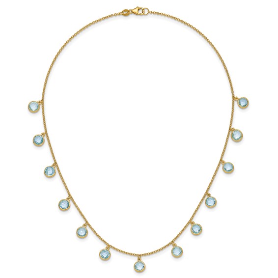 Herco 14K Polished and Textured Dangling Blue Topaz 16.5in Necklace
