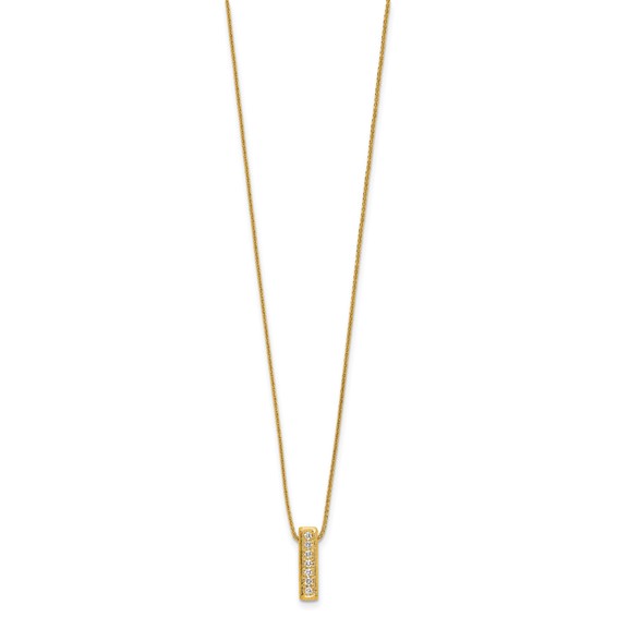 Herco 14K Polished and Textured Diamond Bar 16.25 Inch with 1.5 Inch Extension Necklace