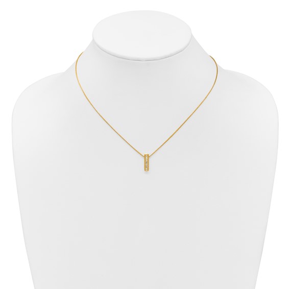 Herco 14K Polished and Textured Diamond Bar 16.25 Inch with 1.5 Inch Extension Necklace