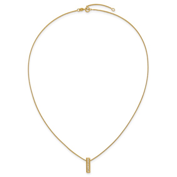 Herco 14K Polished and Textured Diamond Bar 16.25 Inch with 1.5 Inch Extension Necklace