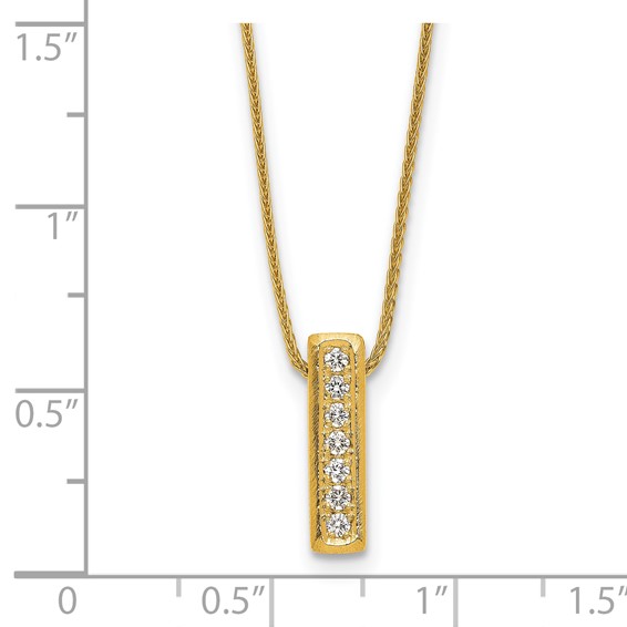 Herco 14K Polished and Textured Diamond Bar 16.25 Inch with 1.5 Inch Extension Necklace