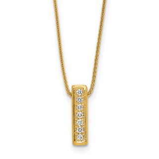 Herco 14K Polished and Textured Diamond Bar 16.25 Inch with 1.5 Inch Extension Necklace