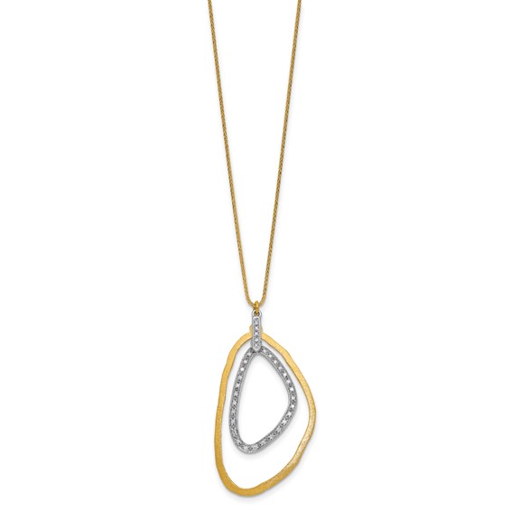 Herco 14K Two-tone Polished Satin Fancy Diamond 16.25 Inch with 1.5 Inch Extension Necklace