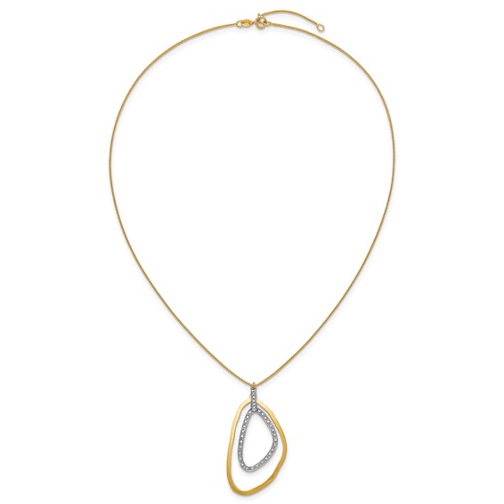 Herco 14K Two-tone Polished Satin Fancy Diamond 16.25 Inch with 1.5 Inch Extension Necklace