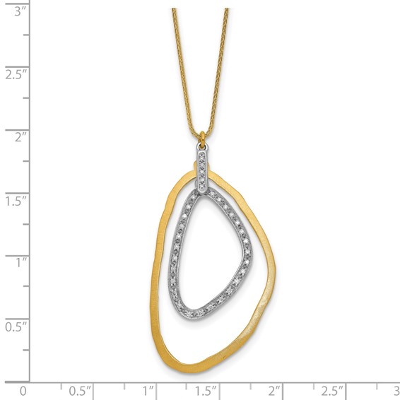 Herco 14K Two-tone Polished Satin Fancy Diamond 16.25 Inch with 1.5 Inch Extension Necklace
