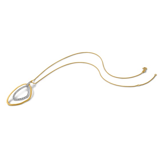 Herco 14K Two-tone Polished Satin Fancy Diamond 16.25 Inch with 1.5 Inch Extension Necklace