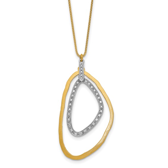Herco 14K Two-tone Polished Satin Fancy Diamond 16.25 Inch with 1.5 Inch Extension Necklace