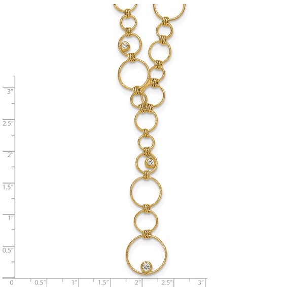 Herco 14K Polished and Textured Fancy Dia Circles 16.5in Necklace