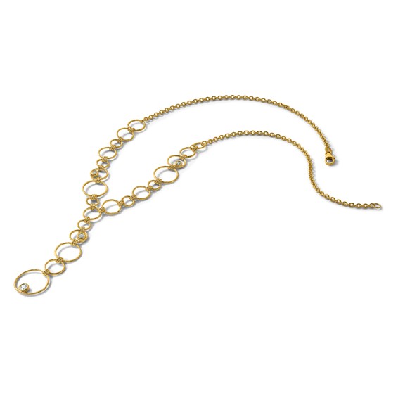 Herco 14K Polished and Textured Fancy Dia Circles 16.5in Necklace