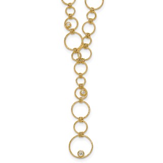 Herco 14K Polished and Textured Fancy Dia Circles 16.5in Necklace