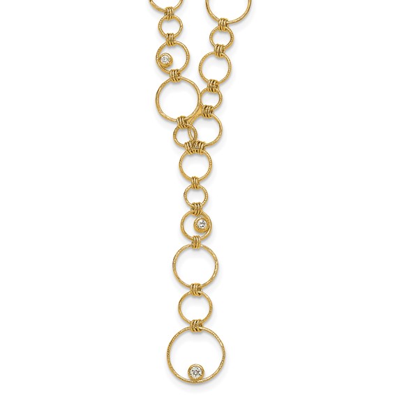 Herco 14K Polished and Textured Fancy Dia Circles 16.5in Necklace