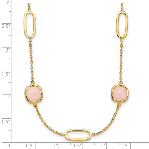 Herco 14K Polished Fancy Pink Opal and Ovals 16 Inch with 2 Inch Extension Necklace