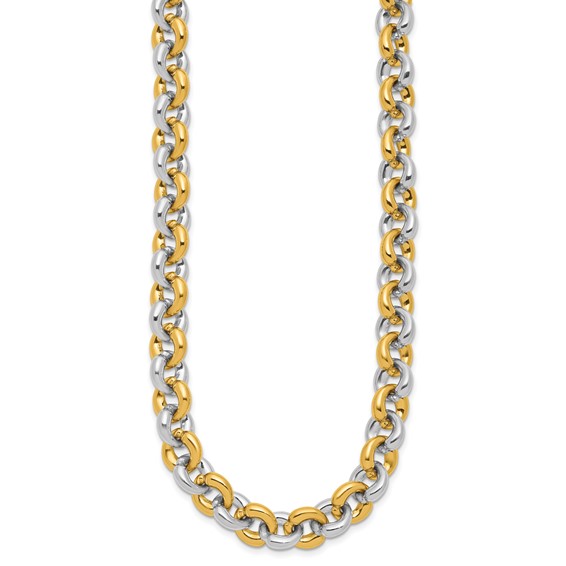 Herco 14K Two-tone Polished 10.0mm Round Link 18 Inch Necklace