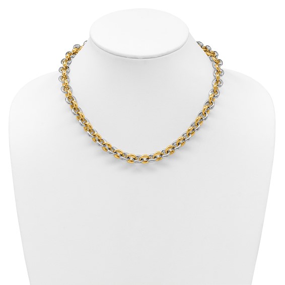 Herco 14K Two-tone Polished 10.0mm Round Link 18 Inch Necklace