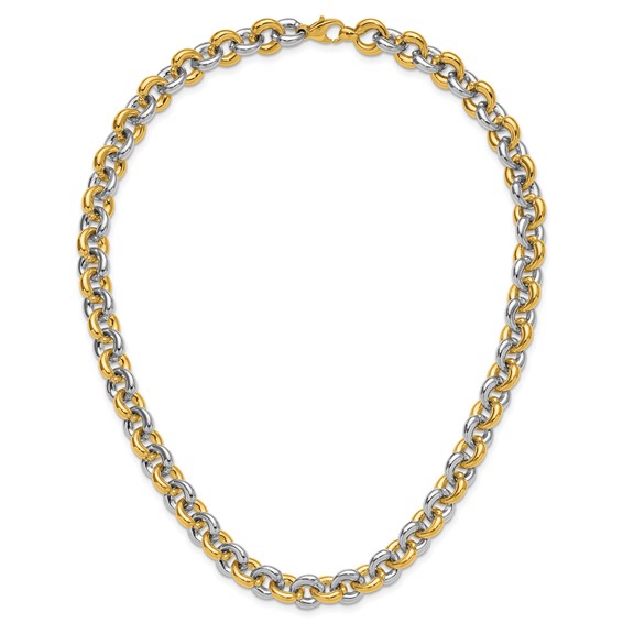 Herco 14K Two-tone Polished 10.0mm Round Link 18 Inch Necklace