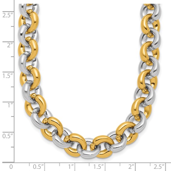 Herco 14K Two-tone Polished 10.0mm Round Link 18 Inch Necklace