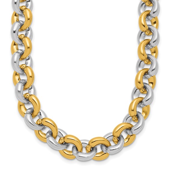 Herco 14K Two-tone Polished 10.0mm Round Link 18 Inch Necklace