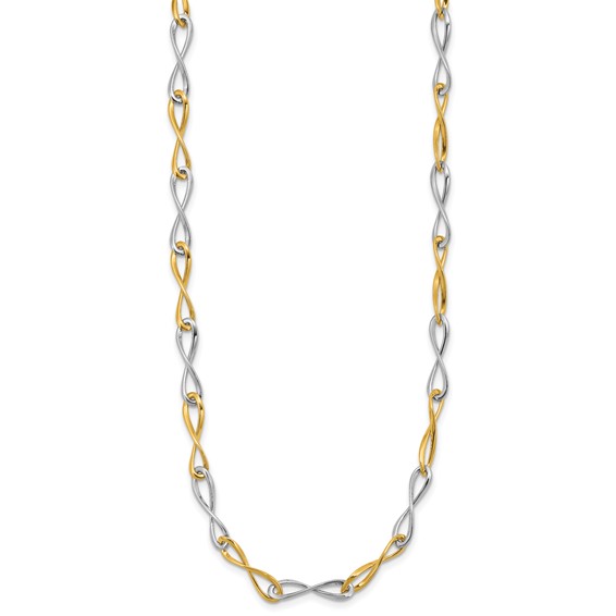 Herco 14K Two-tone Polished Solid Infinity Link 18 Inch Necklace