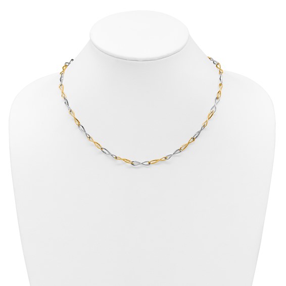 Herco 14K Two-tone Polished Solid Infinity Link 18 Inch Necklace