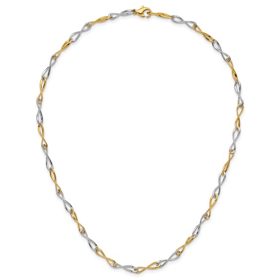 Herco 14K Two-tone Polished Solid Infinity Link 18 Inch Necklace