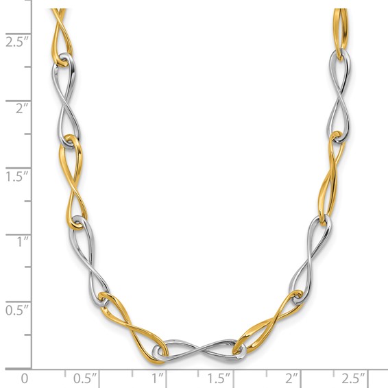 Herco 14K Two-tone Polished Solid Infinity Link 18 Inch Necklace