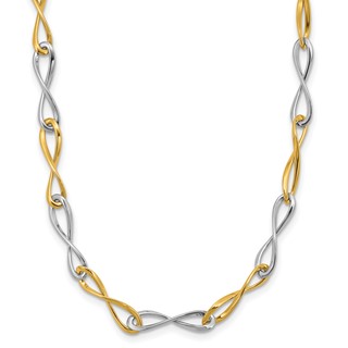 Herco 14K Two-tone Polished Solid Infinity Link 18 Inch Necklace