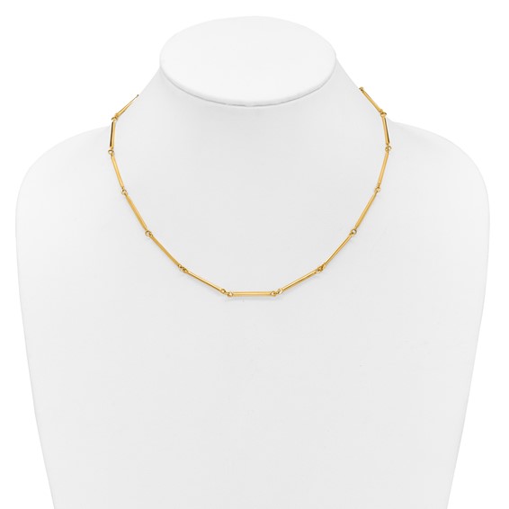 Herco 14K Polished Bar and Circle Link 17.5in w/ .5in Ext Necklace