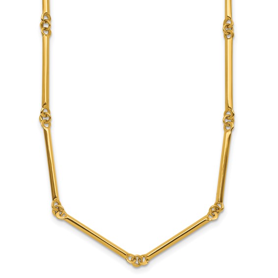 Herco 14K Polished Bar and Circle Link 17.5in w/ .5in Ext Necklace