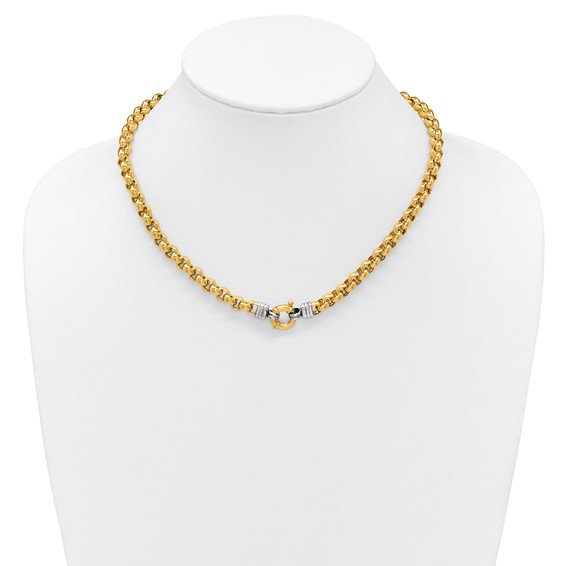 Herco 18K Two-tone Polished 7.0mm Rolo Link 18 Inch Necklace