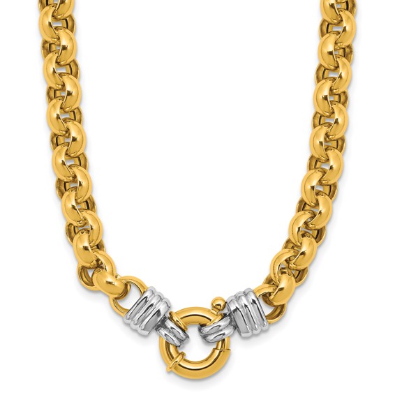 Herco 18K Two-tone Polished 7.0mm Rolo Link 18 Inch Necklace