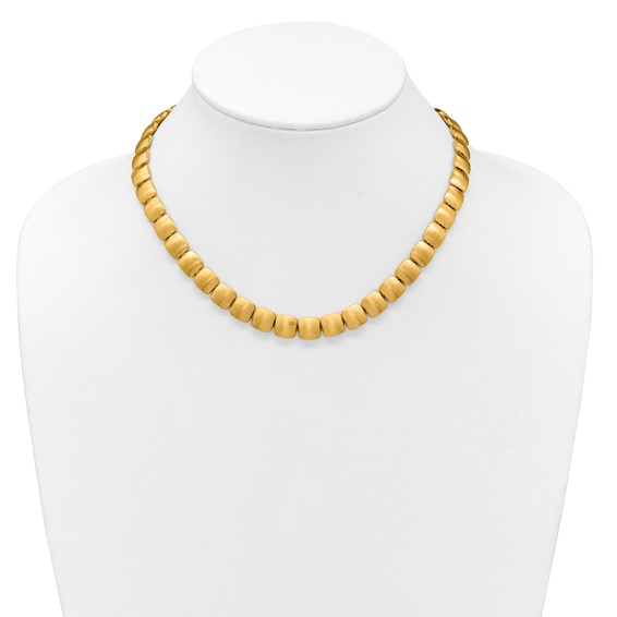 Herco 14K Polished and Brushed Reversible Square Link Necklace