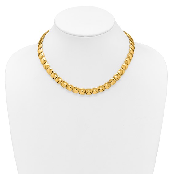 Herco 14K Polished and Brushed Reversible Square Link Necklace