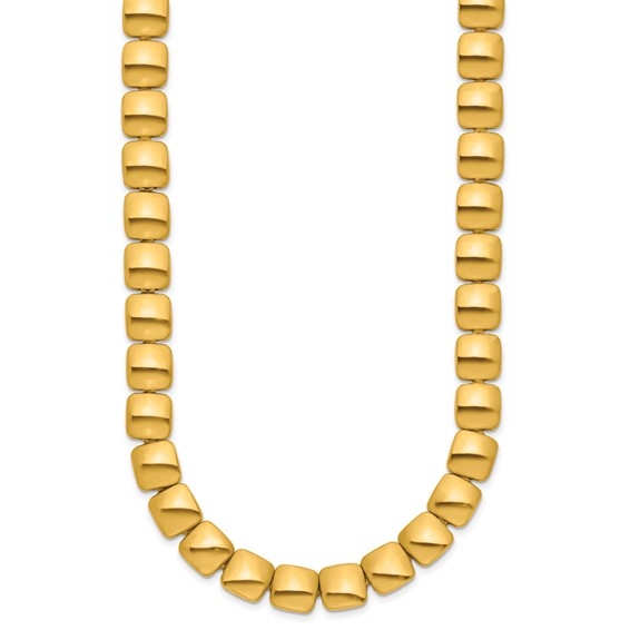 Herco 14K Polished and Brushed Reversible Square Link Necklace