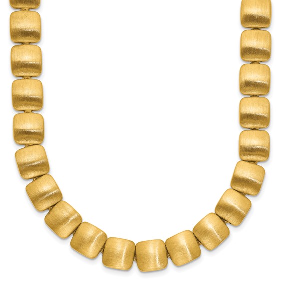 Herco 14K Polished and Brushed Reversible Square Link Necklace