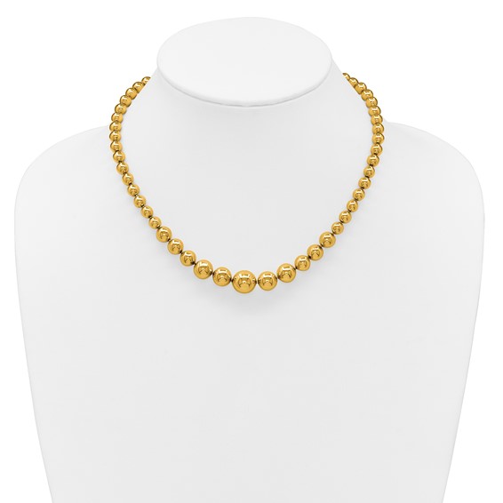 Herco 14K Polished Graduated Beaded 17.25 Inch Necklace