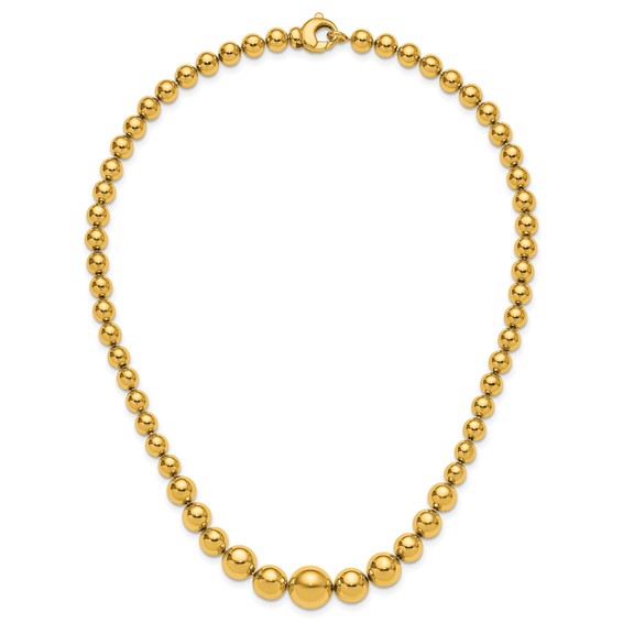 Herco 14K Polished Graduated Beaded 17.25 Inch Necklace