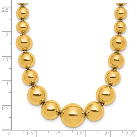 Herco 14K Polished Graduated Beaded 17.25 Inch Necklace