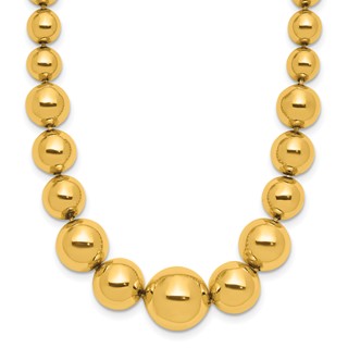 Herco 14K Polished Graduated Beaded 17.25 Inch Necklace