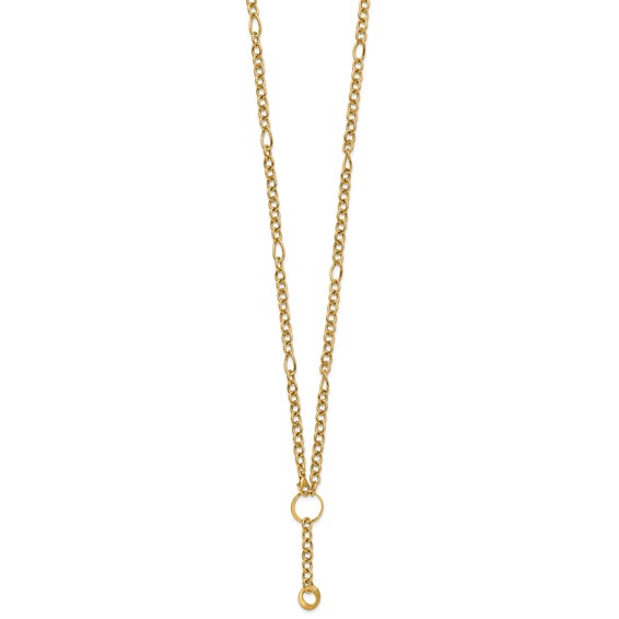 Herco 14K Polished and Brushed Mixed Link Lariat 17.5 Inch Necklace