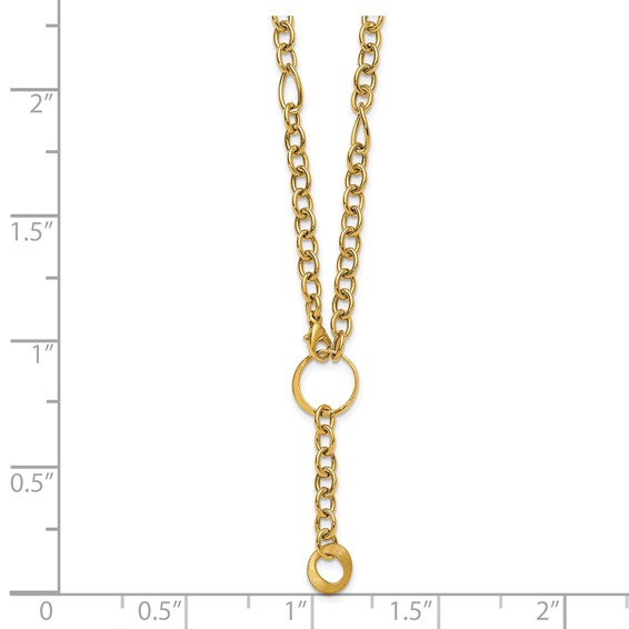 Herco 14K Polished and Brushed Mixed Link Lariat 17.5 Inch Necklace