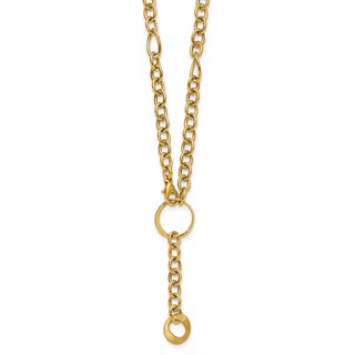 Herco 14K Polished and Brushed Mixed Link Lariat 17.5 Inch Necklace