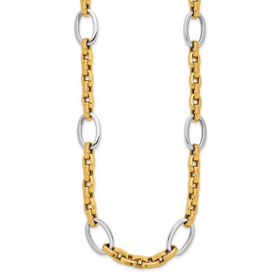 Herco 14K Two-tone Polished Mixed Oval Link 18 Inch Necklace