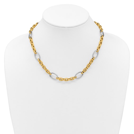 Herco 14K Two-tone Polished Mixed Oval Link 18 Inch Necklace