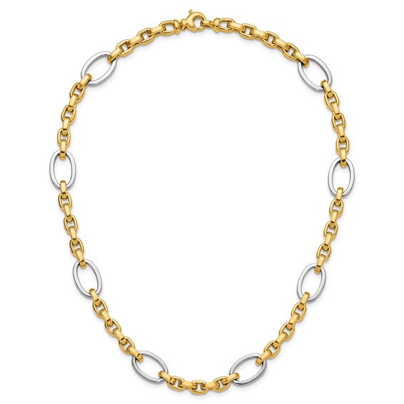 Herco 14K Two-tone Polished Mixed Oval Link 18 Inch Necklace